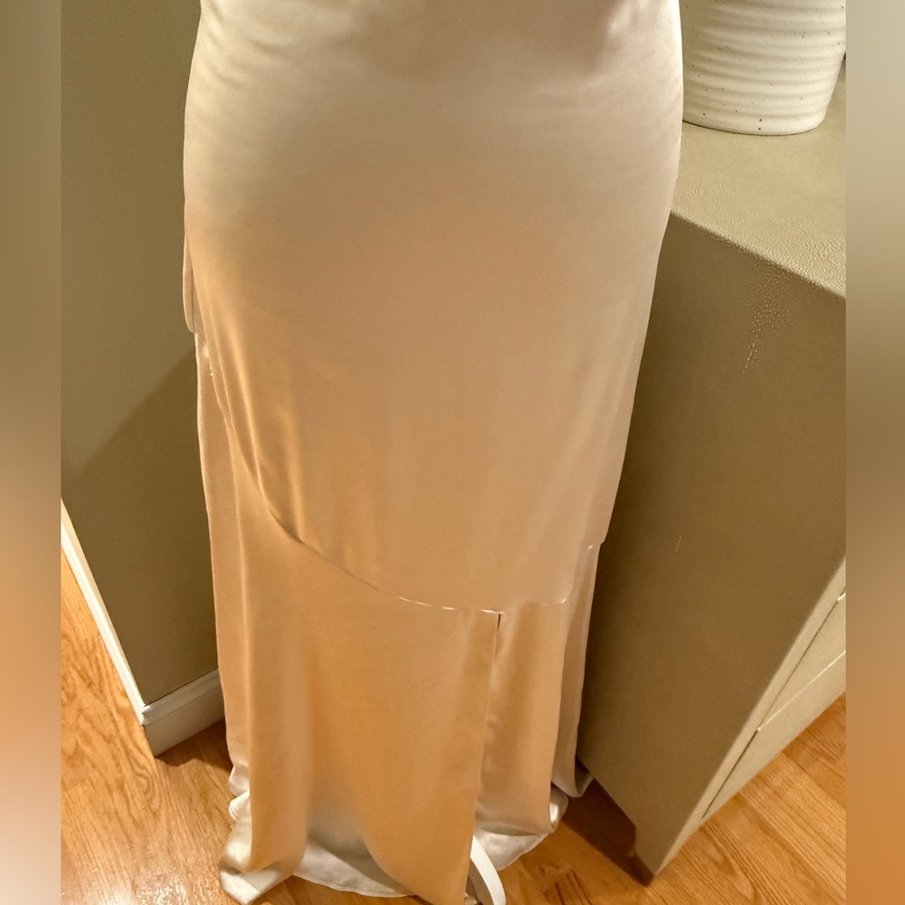 Lulus XS Moment in the Spotlight Champagne Satin Cowl Neck Dress - Picture 7 of 11